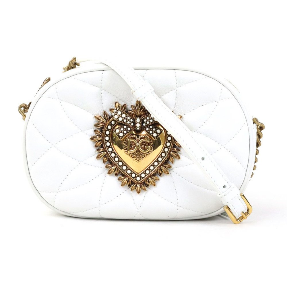 Dolce & Gabbana White Quilted Devotion Heart Crossbody